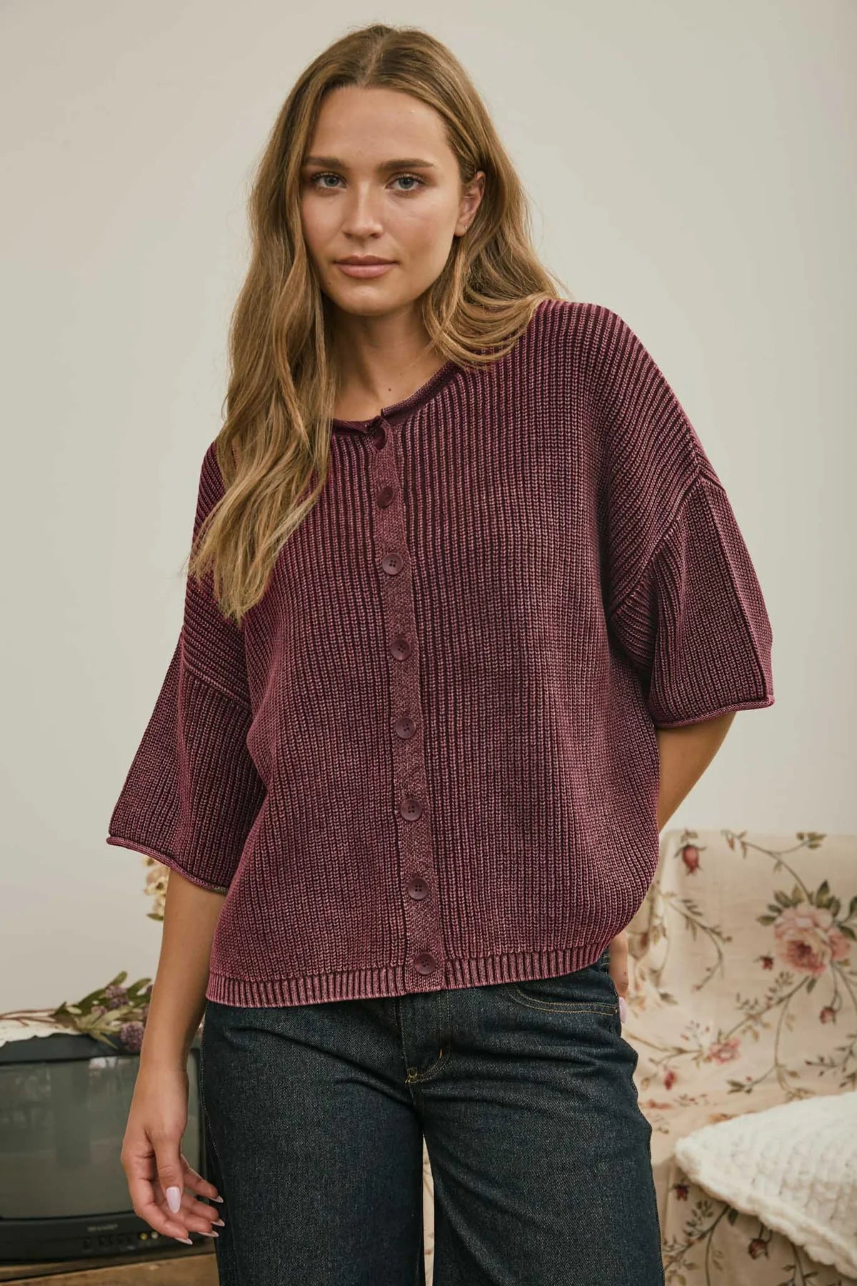 MADDIE ROLLED EDGE CARDIGAN
