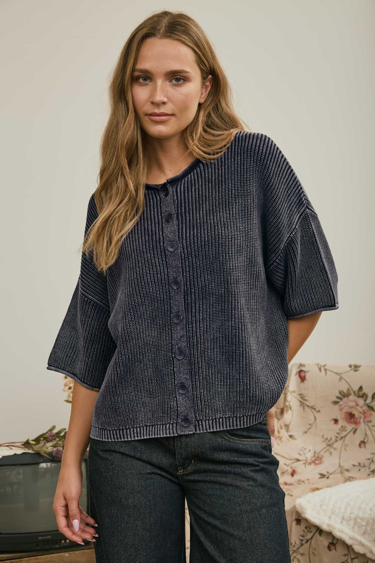 MADDIE ROLLED EDGE CARDIGAN