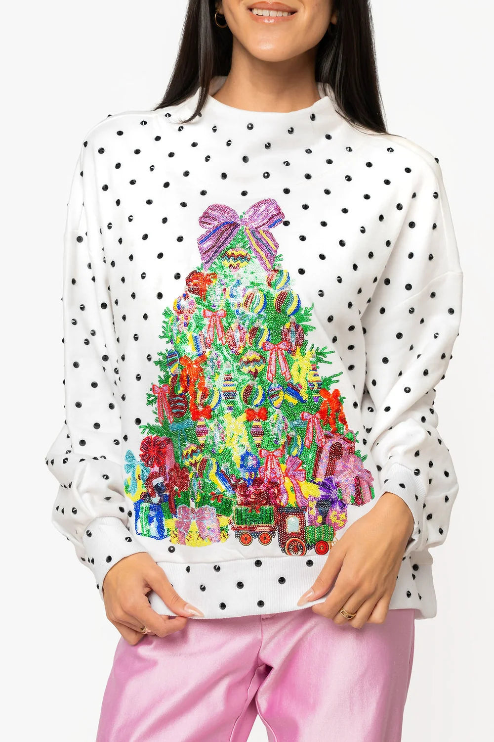 Queen of Sparkles Christmas Tree Mockneck Sweatshirt