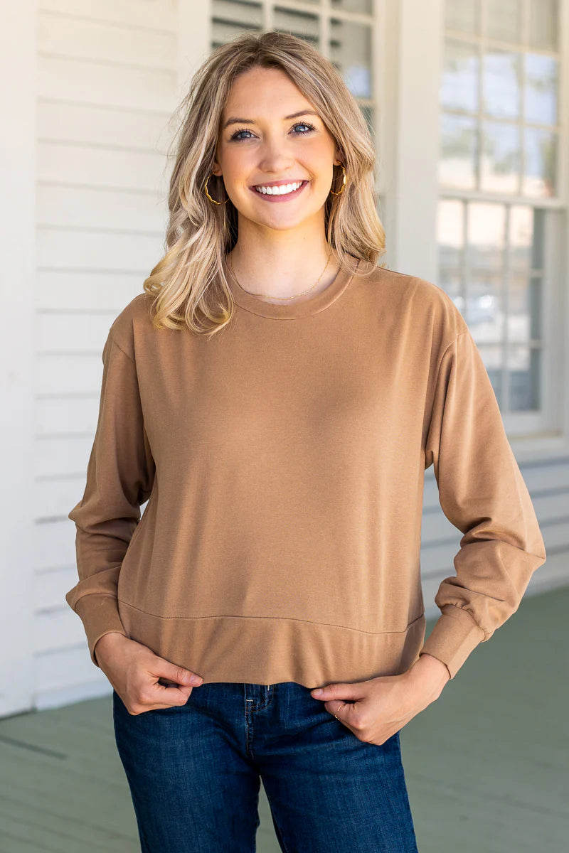 Tan Cropped Sweatshirt