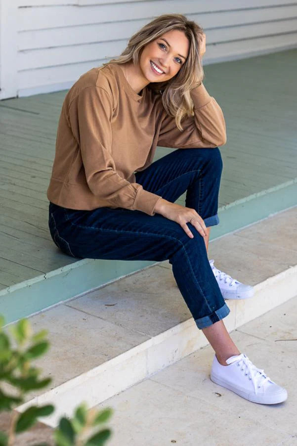 Tan Cropped Sweatshirt