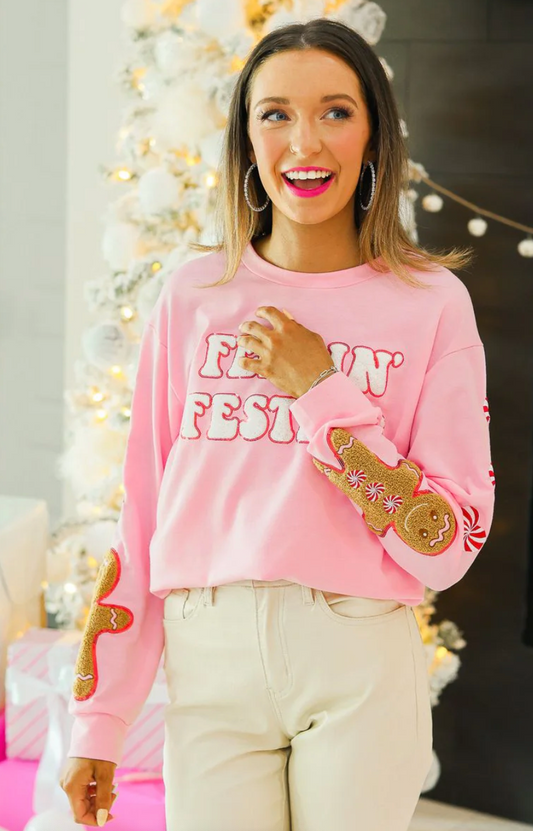 Feelin' Festive Pink Sweater