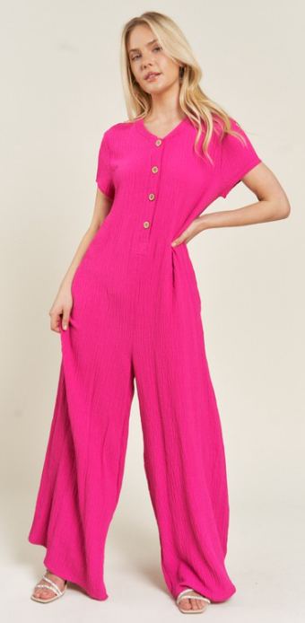 Textured Wide Leg Jumsuit