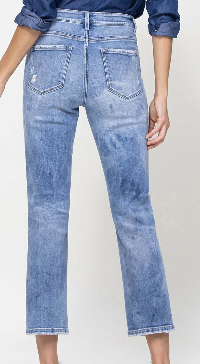 High Rise Crop Straight Jeans