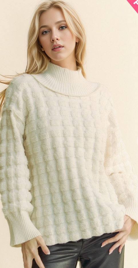 Sweater with Boxy Checkered Detail