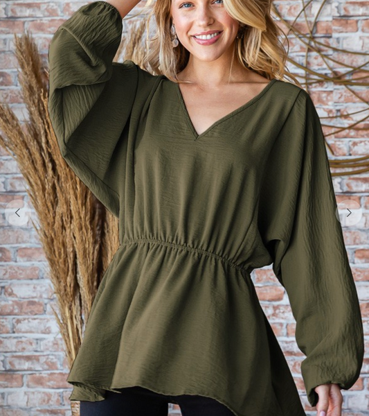 Peplum Olive Top