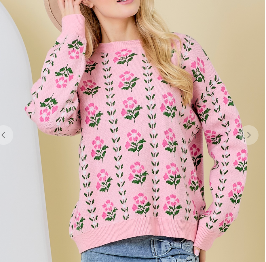 Floral Pink Sweater