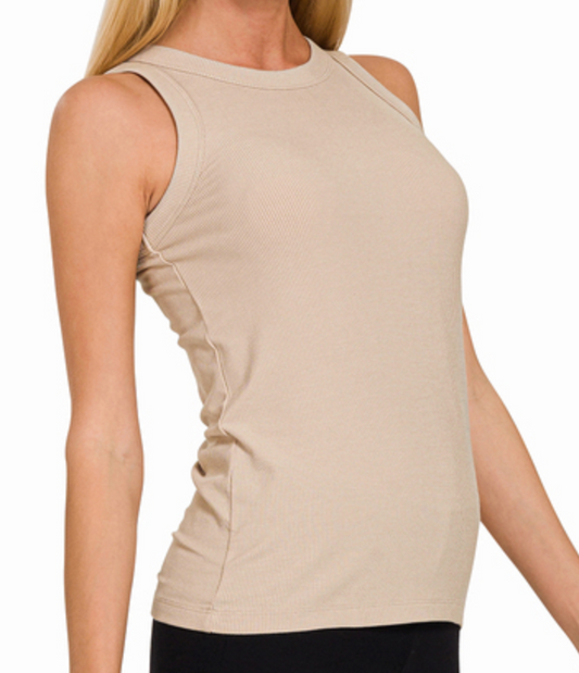 Ribbed Round Neck Tank Top