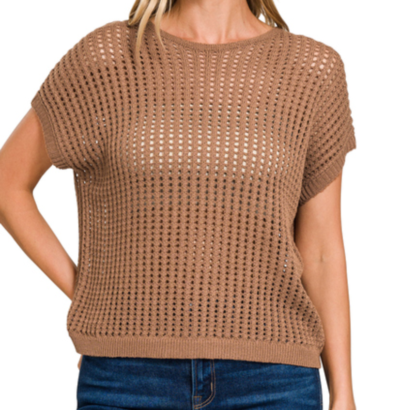 Crochet Knit Sheer Hollow Sweater