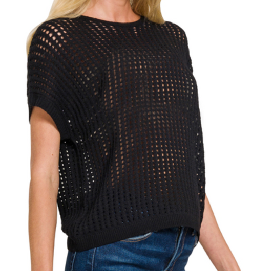 Crochet Knit Sheer Hollow Sweater