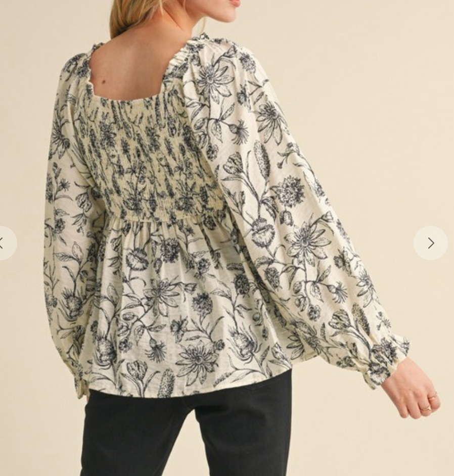 Bow and Print Blouse