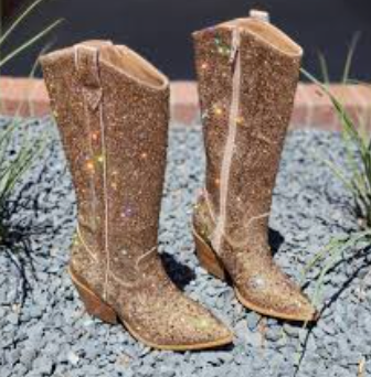 Gold Rhinestone Cowboy Boot