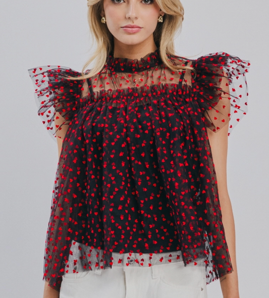 Heart Ruffle Top