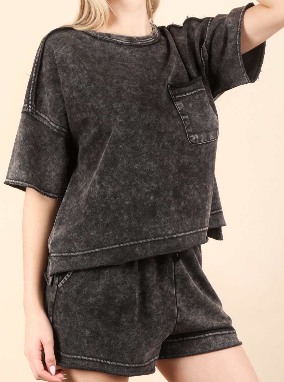 Mineral Washed Shorts Set
