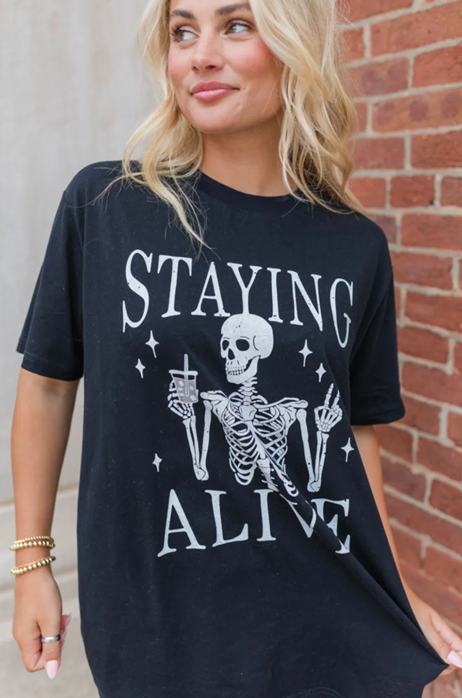 Stay Alive Skeleton Graphic Tee