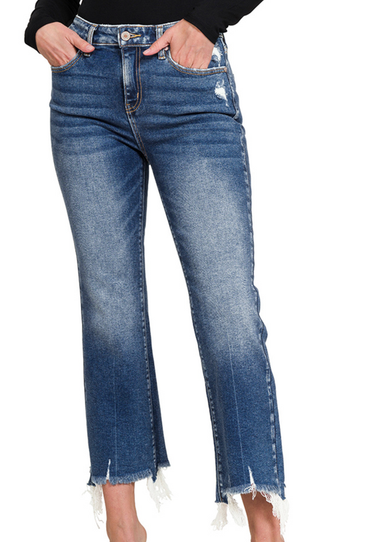 Crop Flare Denim Pants