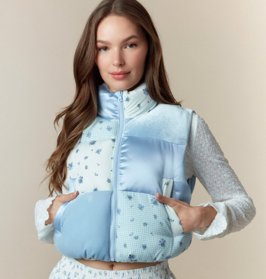 Blue Breeze Color Block Puffer Vest