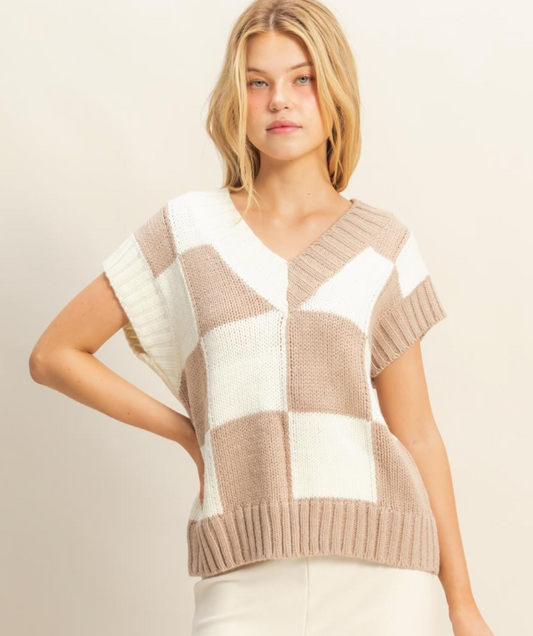 Checkered Sweater Vest