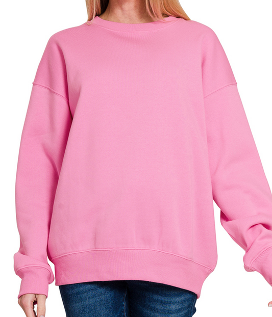 Fleece crewneck pullover sweatshirts