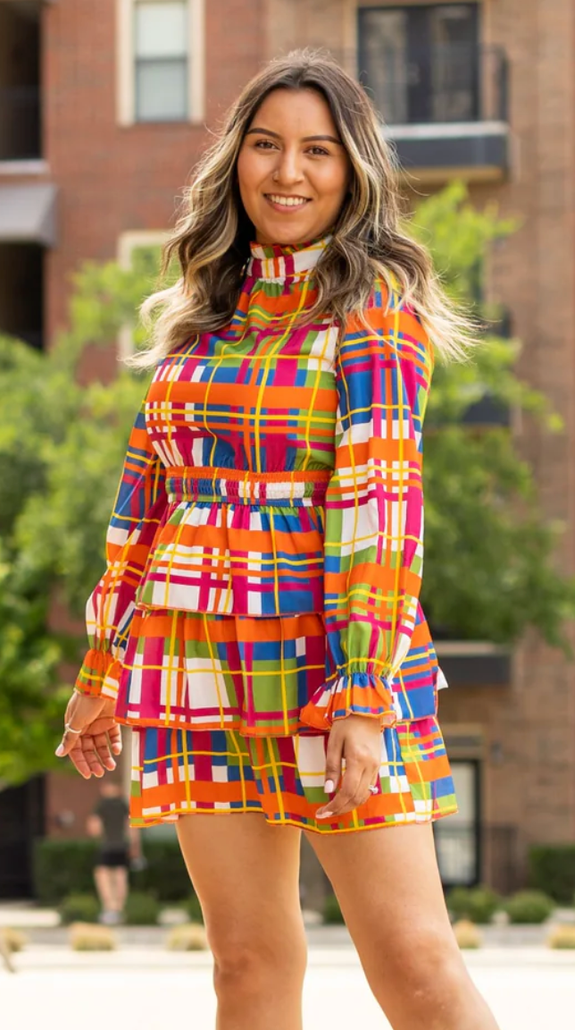 Multicolor Plaid Dress