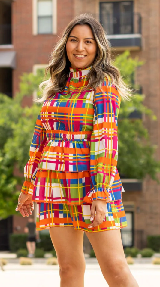 Multicolor Plaid Dress