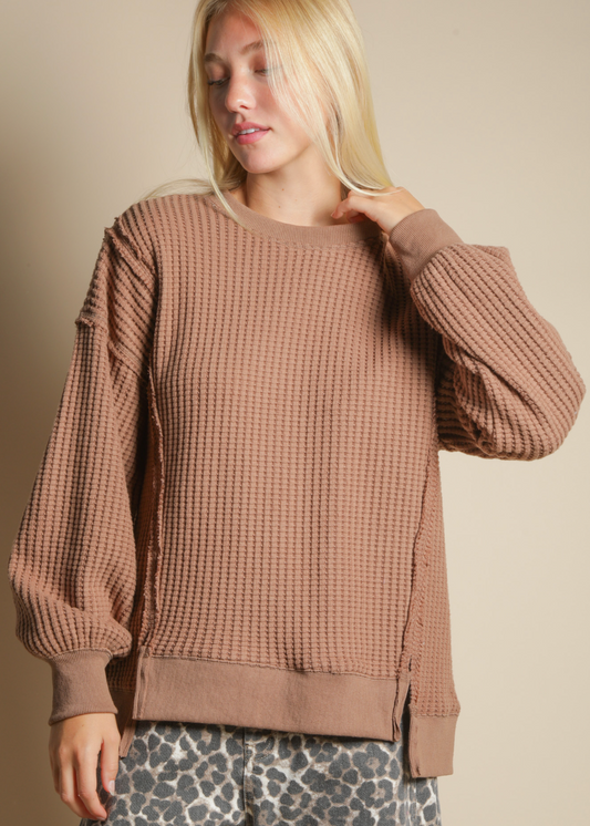 Waffle Knit Casual Top