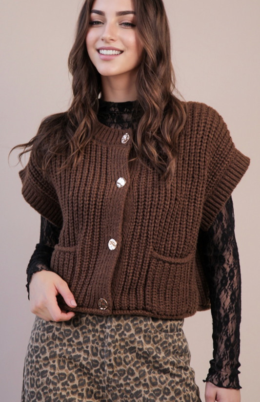 Button Down Knit Sweater Top