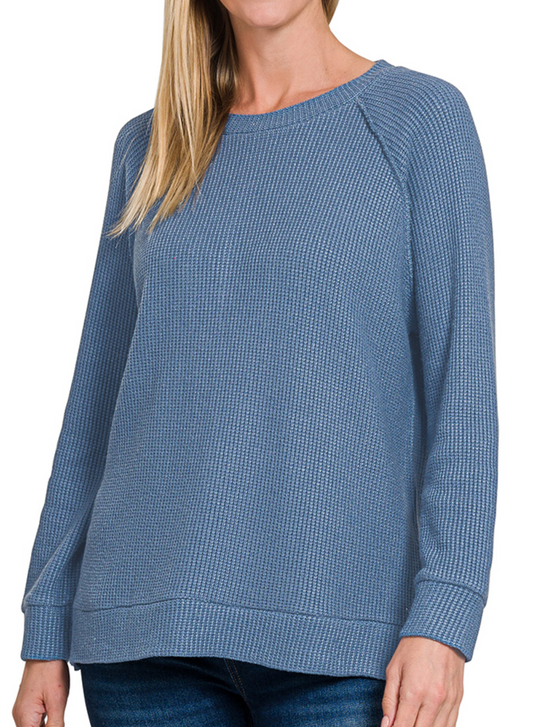 ROUND NECK RAGLAN LONG-SLEEVE SWEATER