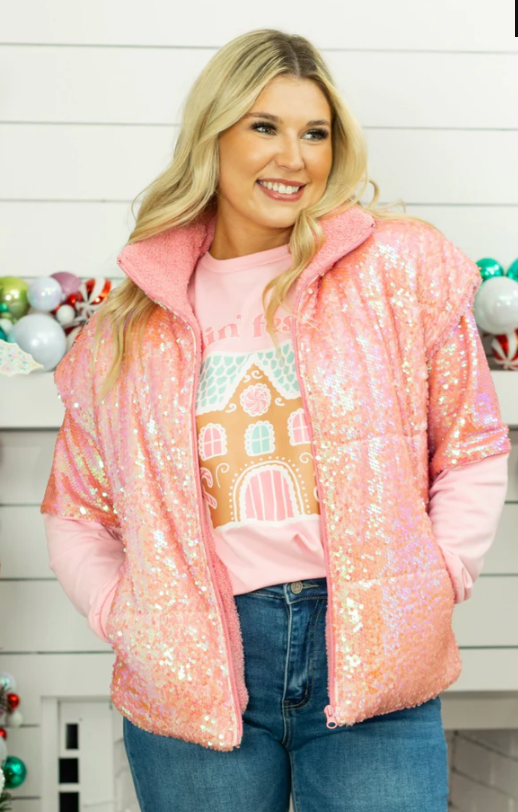 Sequin Puffer Vest
