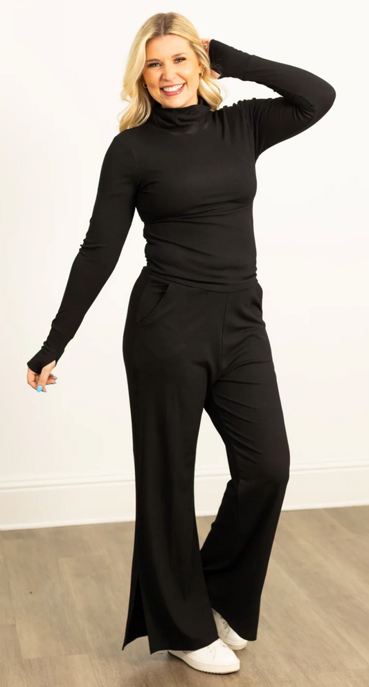 Ribbed Mock Neck Set