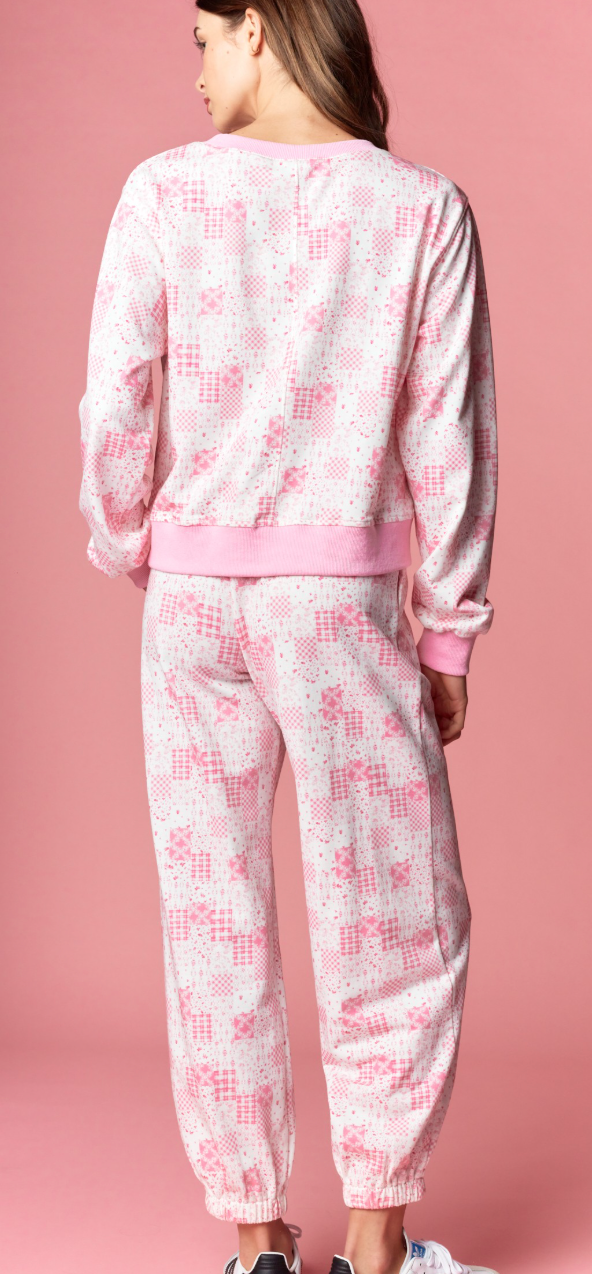 Pink Patchwork Print Lounge Set