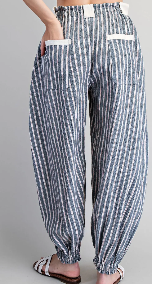 Striped drawstring jogger pants