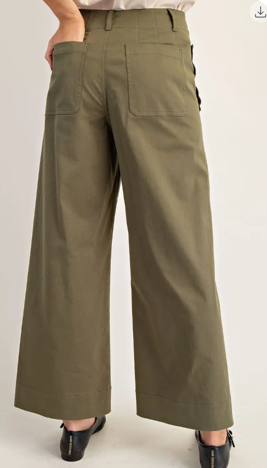 Scalloped Pocket Straight Leg Pants