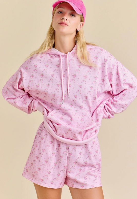Floral Print Hoodie Set