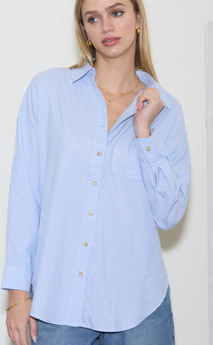 Stripe Long Sleeve Collared Shirt