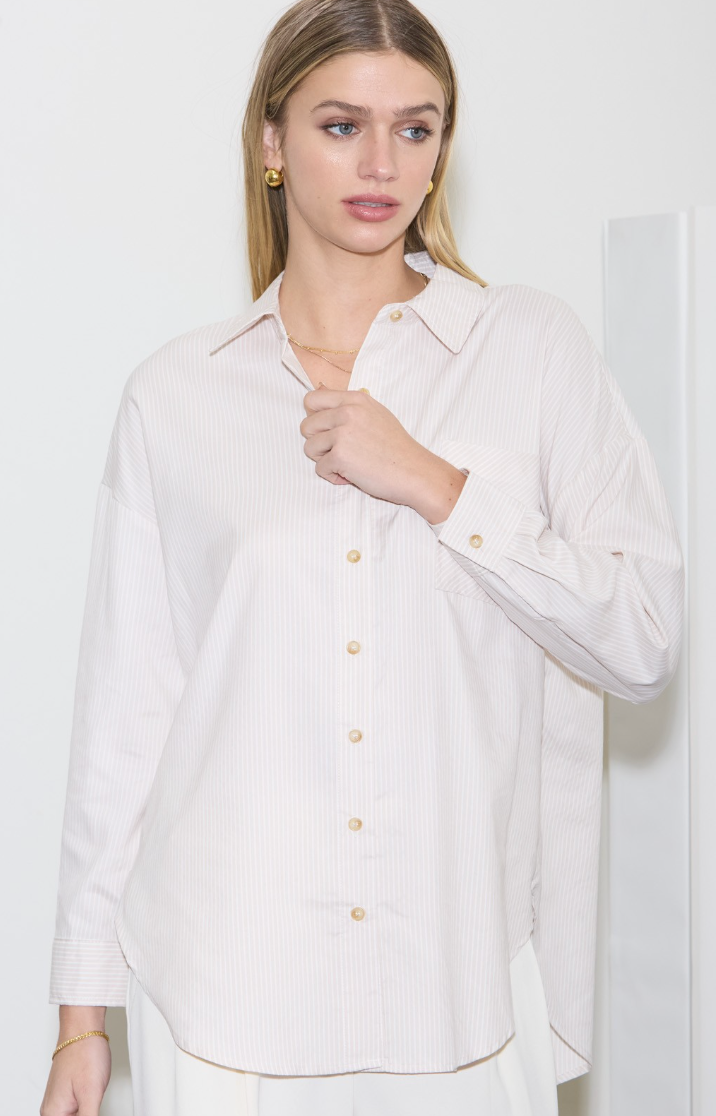 Stripe Long Sleeve Collared Shirt