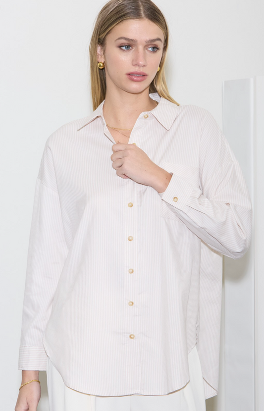 Stripe Long Sleeve Collared Shirt
