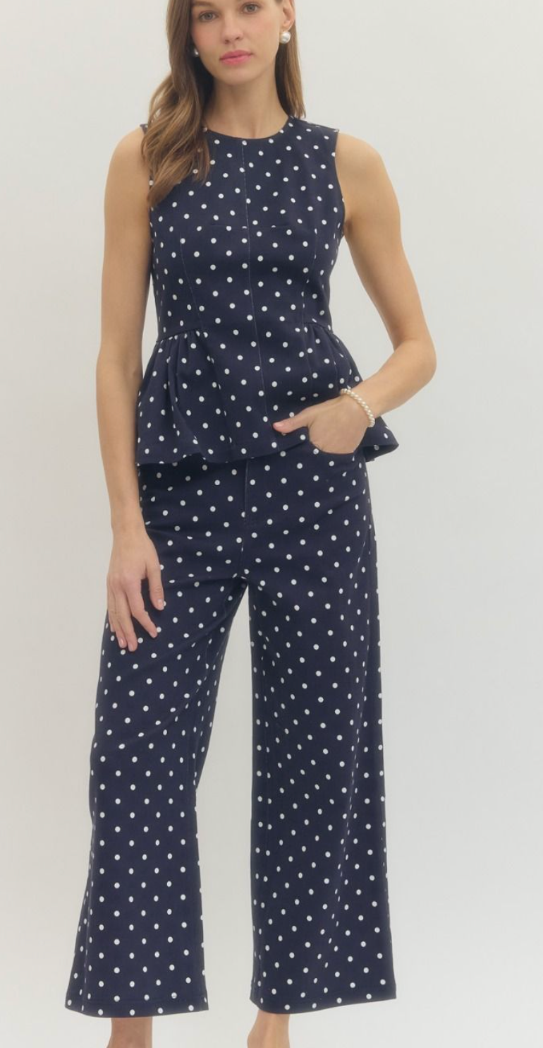 Navy Polka Dot Set