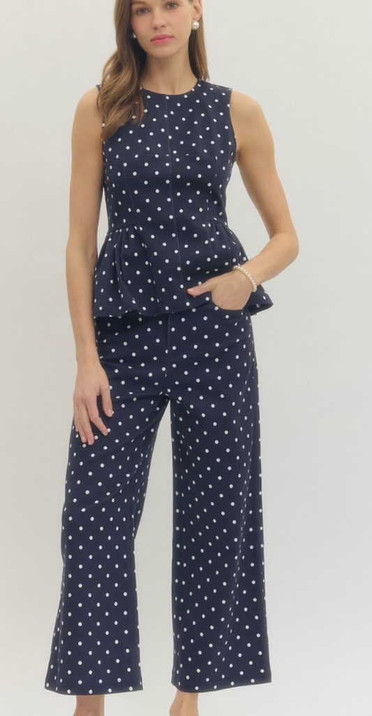 Navy Polka Dot Set