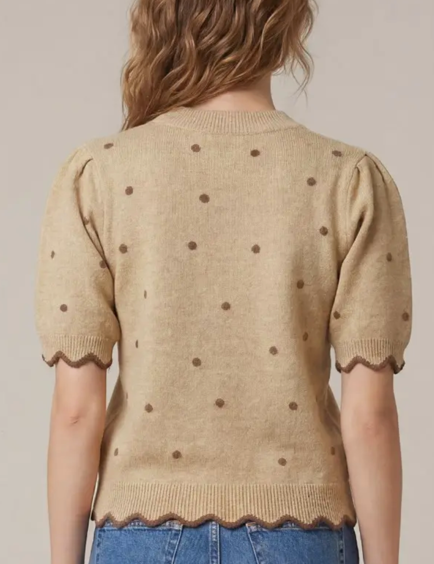 Mocha Moment Polka Dot Sweater