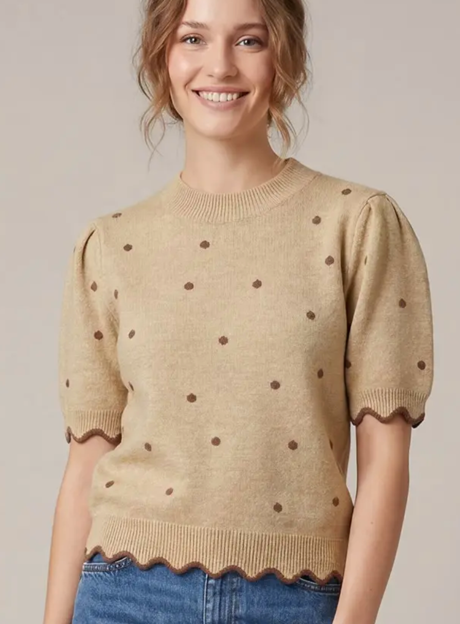 Mocha Moment Polka Dot Sweater
