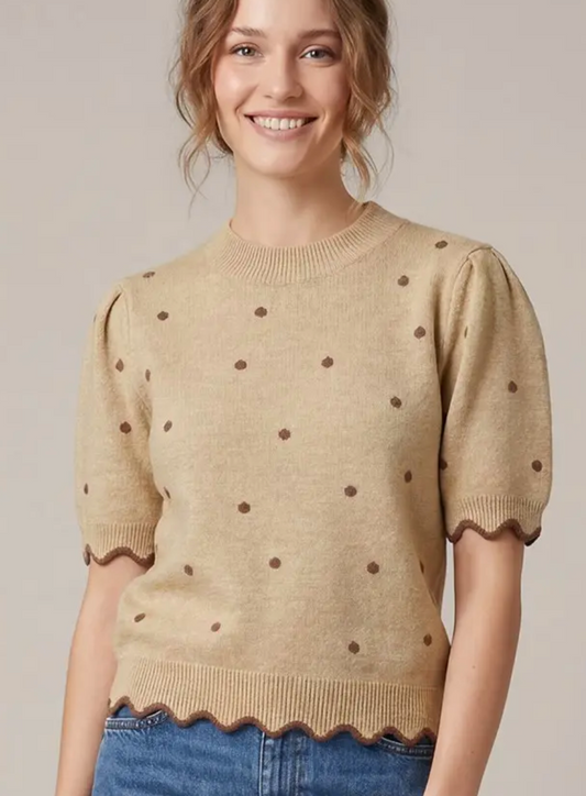 Mocha Moment Polka Dot Sweater