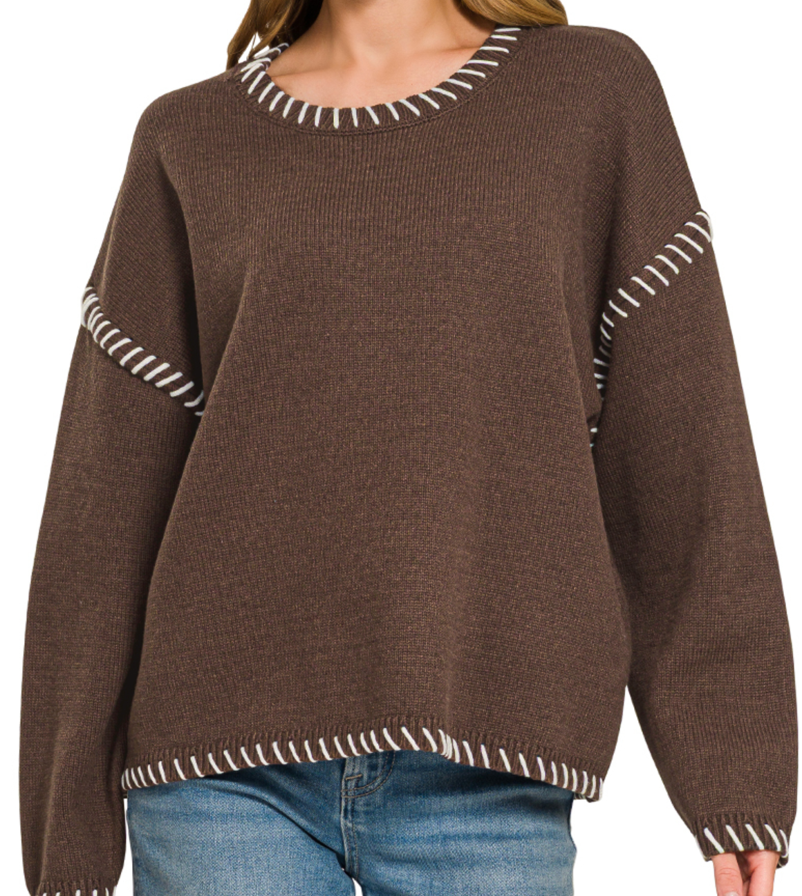 STITCH DETAILED OVERSIZE SWEATER