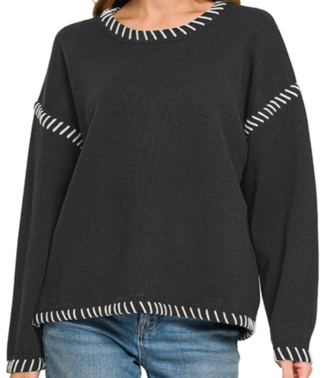 STITCH DETAILED OVERSIZE SWEATER