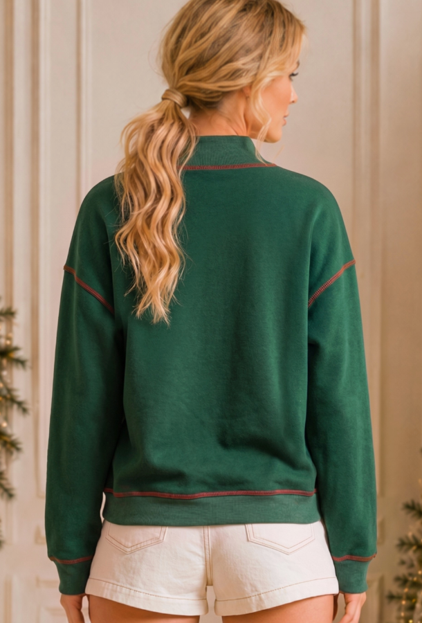 Merry Plaid Patch Holiday Sweatshirt