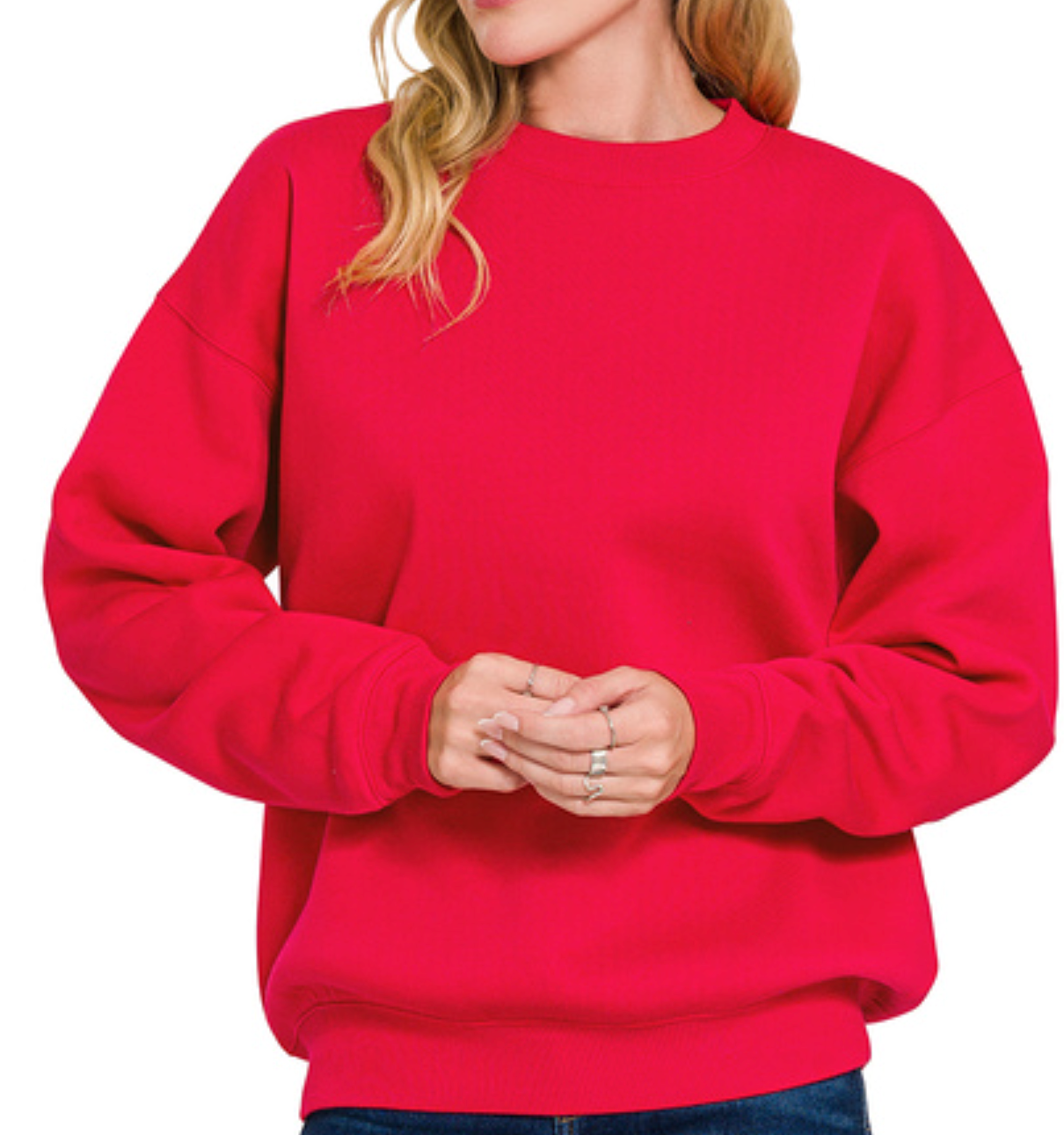 Fleece crewneck pullover sweatshirts