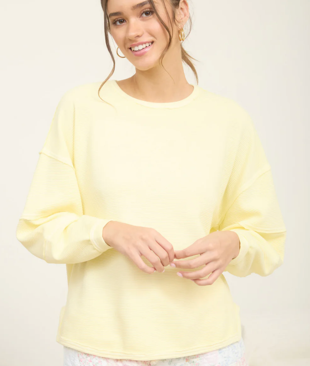 Exposed Seam Detail Long Sleeve Knit Top