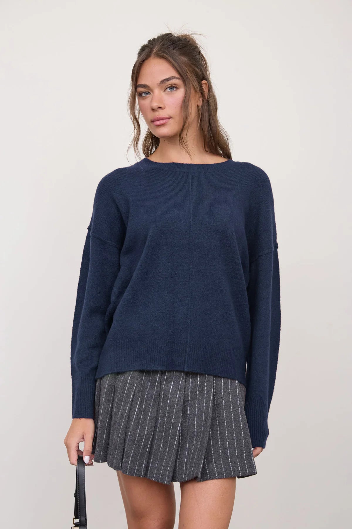SOLID CREWNECK KNIT SWEATER