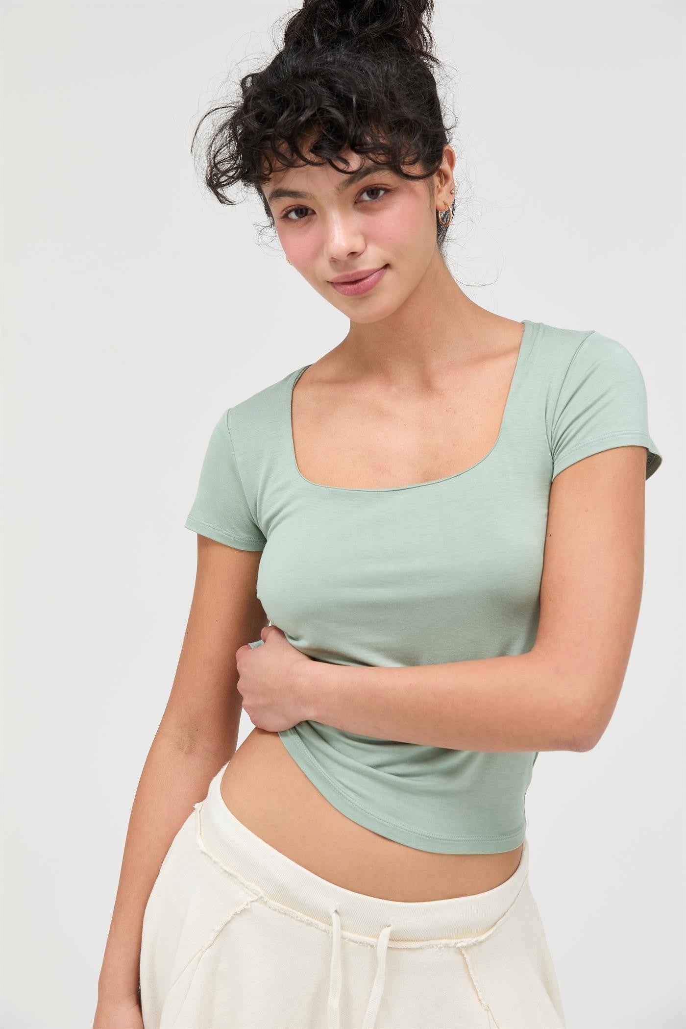 Square Neck Cap Sleeve Top
