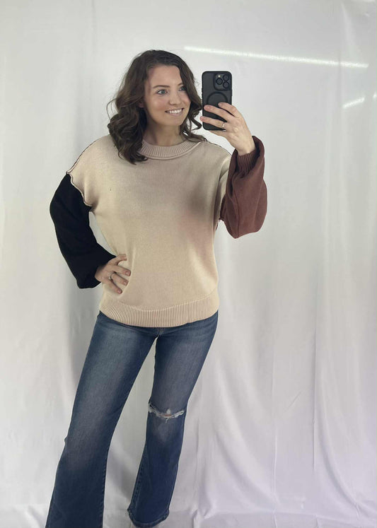 Chic Neutral Colorblock Sweater
